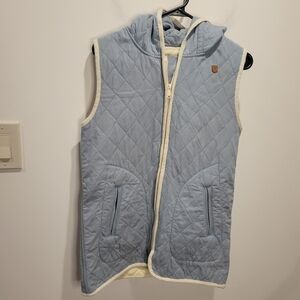 Burton Kids Size XL Blue/cream Zip Up Chore Vest Small Flaws